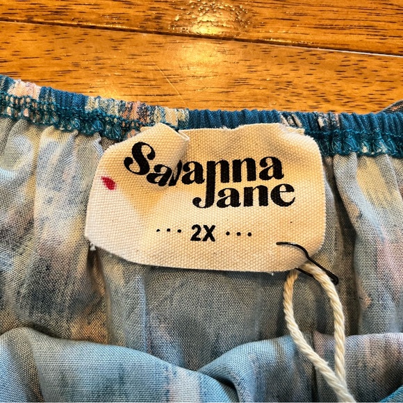 NWT Savanna Jane Turquoise Aztec Southwest Blouse 2X NEW Unique Tie In Back - Picture 11 of 16